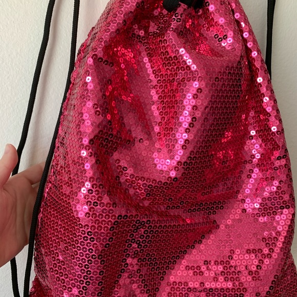 🌸 3/$10 Pink Sequence Drawstring Bag - Picture 3 of 9